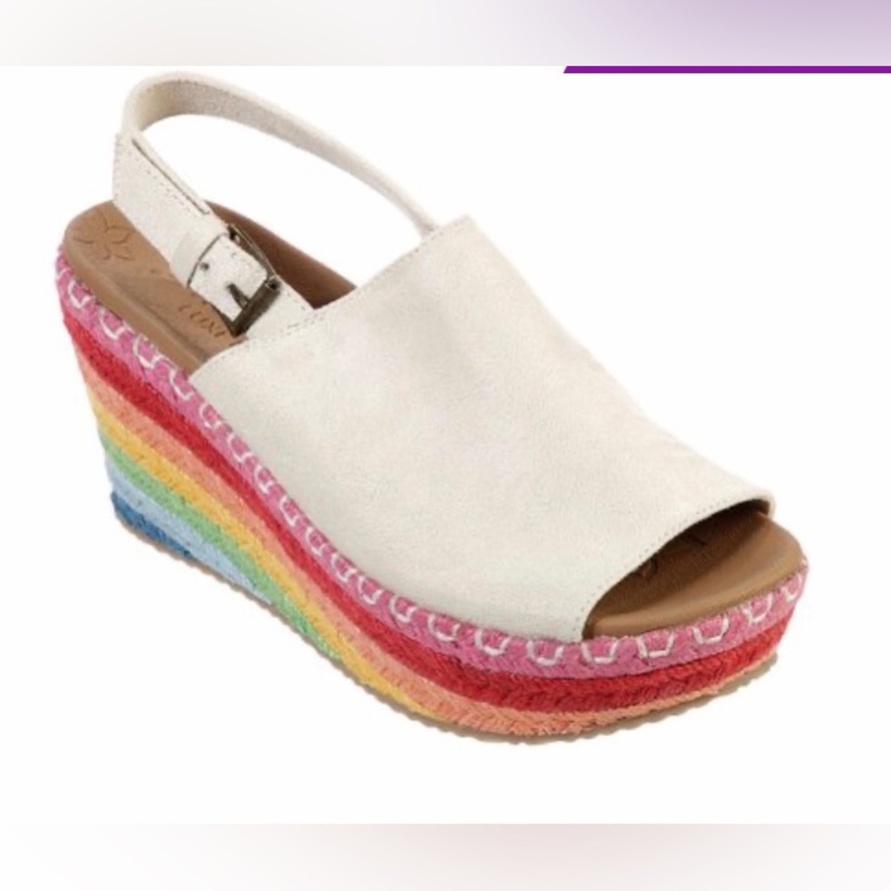 Women’s White Slingback Wedge Sandal with Rainbow Espadrille Platform